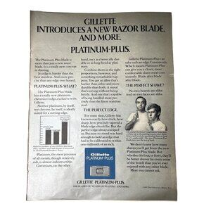1969 Vintage Gillette Platinum Plus Print Ad Full Page Vintage Original  Adverti